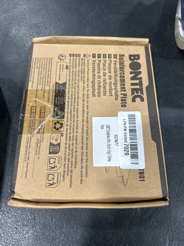 Photo 1 of BONTEC Steel Monitor Mount Reinforcement Plate, Monitor Bracket Plate with Anti-Slip Pads for Glass/MDF/PB Tabletops, fits C-Clamp/Grommet Installation, Black