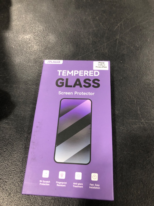 Photo 1 of ruwa Privacy Screen Protector for iPhone 13/13 Pro/14 [3-Pack][6.1 Inch] Display Tempered Glass Film with Easy Installation Frame, Ultra HD, 9H Hardness, Scratch Resistant, Case Friendly