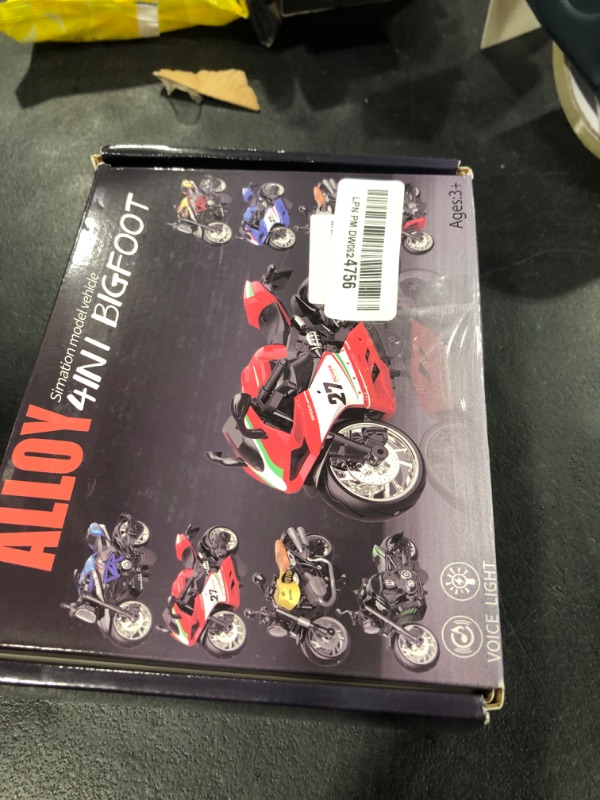 Photo 1 of MQDMINI 4-Pack Pull-Back Motorcycle Toys - Friction Powered Kids Toy Cars with Lights, Sounds & Automatic Drive for Boys & Girls Aged 3-12