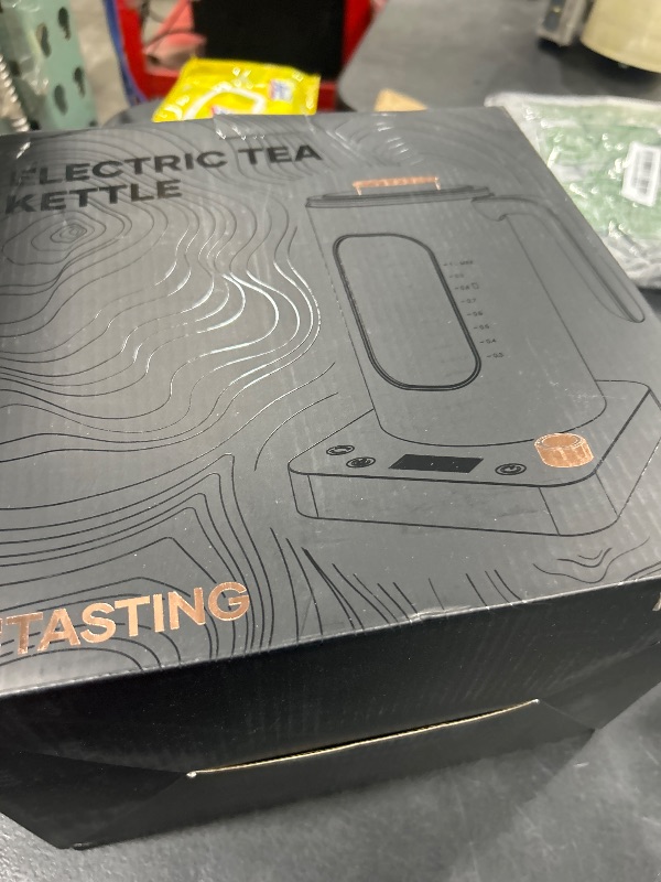 Photo 1 of Electric Tea Kettle, INTASTING Glass Electric Kettle with tea Infuser and Precise knob temperature control, 1200W Fast Heating, BPA-Free, Easy to Clean, for Tea and coffee, Dark Grey