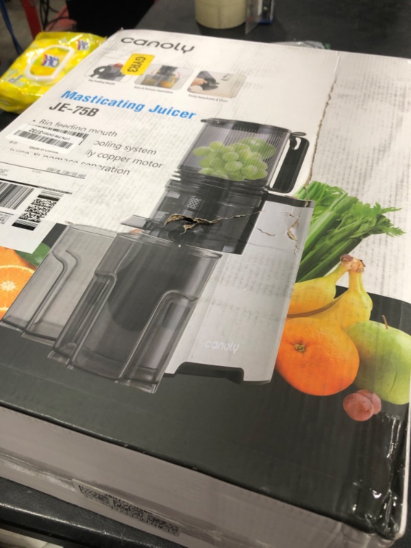 Photo 1 of Cold Press Juicer, 5.8" Wide Feed Chute Juice Extractor Machine with 400W, High Juice Yield, Slow Masticating Juicer for Whole Vegetables & Fruits, Premium Silver