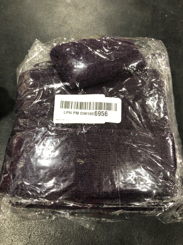 Photo 1 of 18 Pcs Sweatbands Headband Wristband Set Colorful Striped Terry Cloth Sports Athletic Gym 80s Sweat Headbands Wrist Bands (Purple)