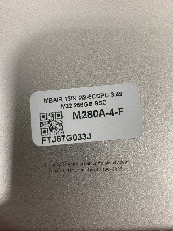 Photo 1 of Apple 2022 MacBook Air M2 Chip (13-inch, 8GB RAM, 256GB SSD Storage) (QWERTY English) Starlight (Renewed Premium)