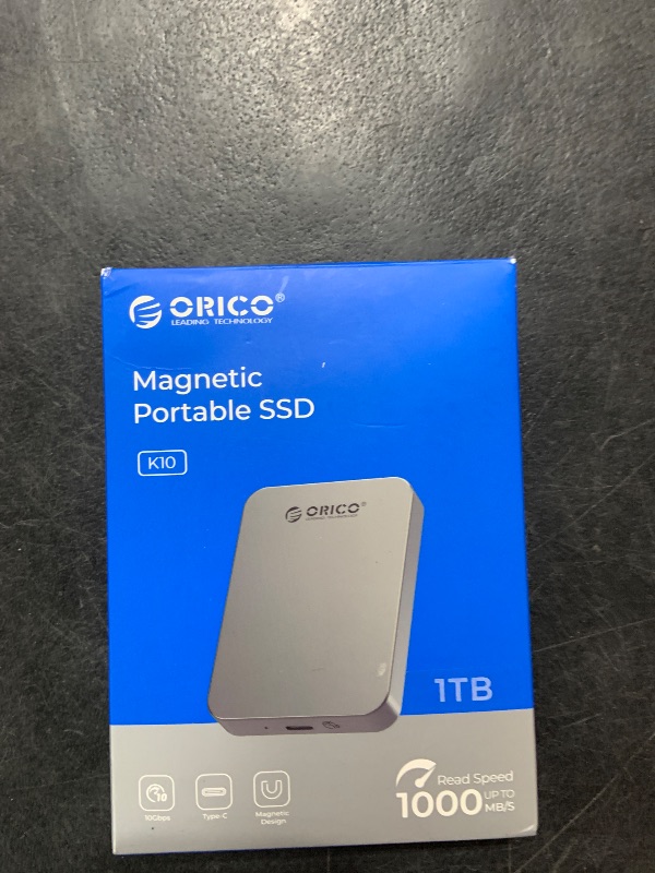 Photo 1 of ORICO 1TB Magnetic SSD, PD100W Charging, 4K ProRes HDR, 1000MB/s USB 3.2, Portable External Drive for iPhone 16/15, Laptops, Tablets - Aluminum Alloy, Drop Resistant - K10