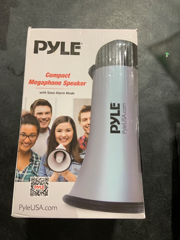 Photo 1 of PYLE-PRO Portable Megaphone Speaker Siren Bullhorn - Compact and Battery Operated with 20 Watt Power, Microphone, 2 Modes, PA Sound and Foldable Handle for Cheerleading & Police Use-PMP23SL (Silver)
