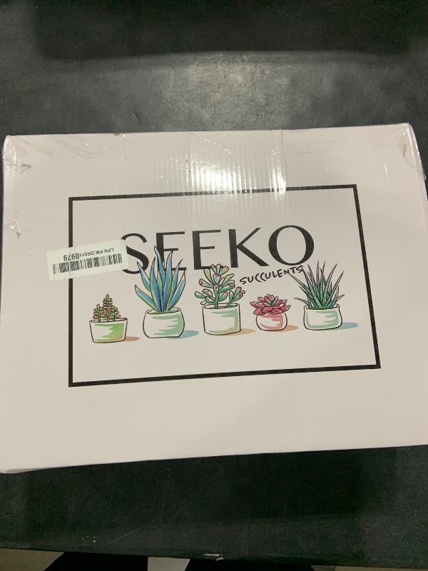 Photo 1 of SEEKO Succulents Plants Artificial (3 Pack) - Indoor Fake Succulents with Black Pot