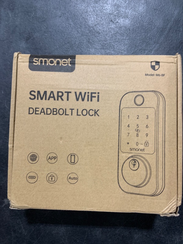 Photo 1 of Smart WiFi Door Lock Deadbolt: SMONET Keyless Enrty Front Door Alexa Fingerprint Keypad Deadbolt Biometric Digital Electric Touchcreen Bluetooth APP Gateway Remote Control for House, Satin Nickel