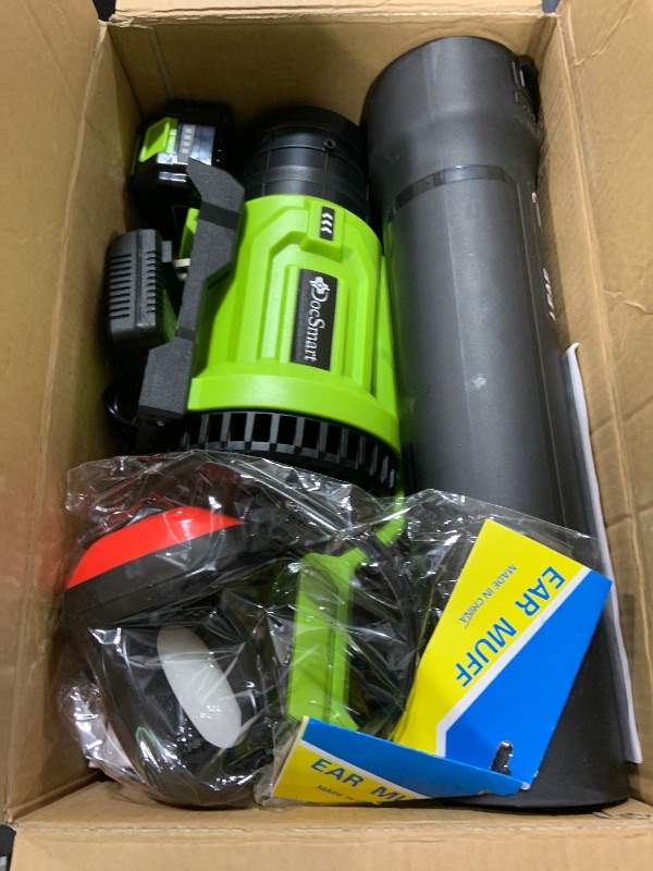 Photo 1 of Cordless Leaf Blower 2x4.0Ah Battery Powered Electric Leaf Blower with Noise-Reduction Earmuffs, 165 MPH 650 CFM Garden Tools for Lawn Care, Yard, Patio, Garage