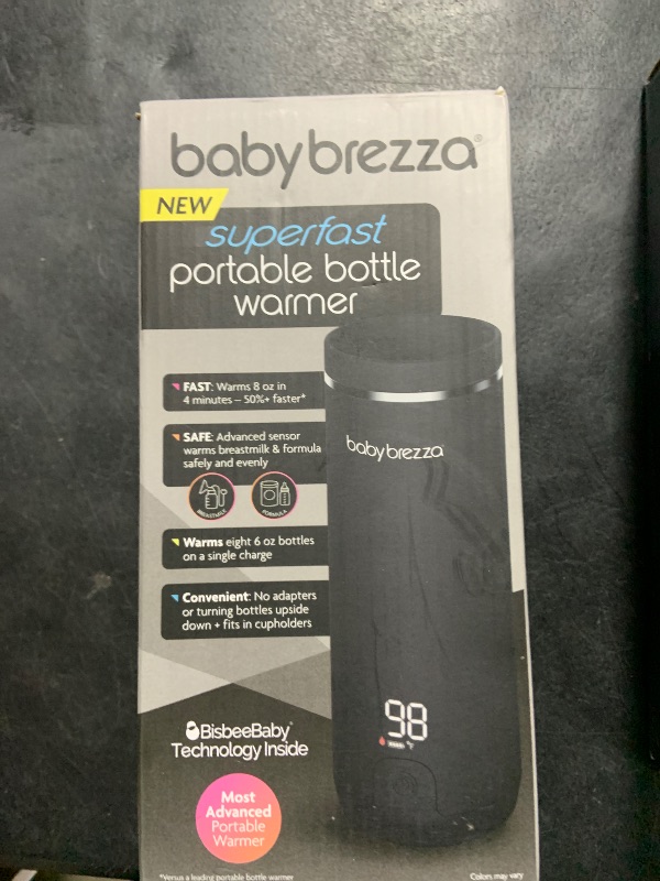 Photo 1 of Baby Brezza Superfast Portable Baby Bottle Warmer – 67% Faster - Travel Breastmilk Warmer and Formula Warmer - Safe, Even Heating - Up to 9oz - No Adapters, Black