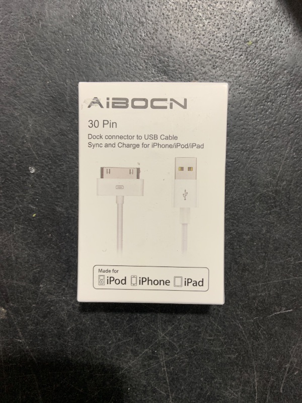 Photo 1 of Aibocn MFi Certified 30 Pin Sync and Charge Dock Cable for iPhone 4 4S / iPad 1 2 3 / iPod Nano/iPod Touch - White