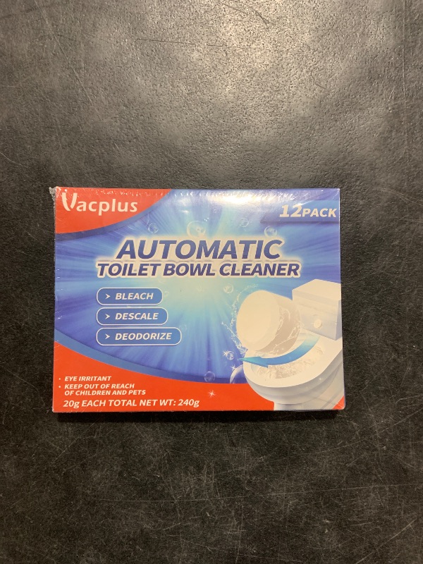 Photo 1 of Vacplus Toilet Bowl Cleaner Tablets 12 PACK, Automatic Toilet Bowl Cleaners with Bleach for Deodorizing and Descaling, Bathroom Cleaner Against Tough Stains