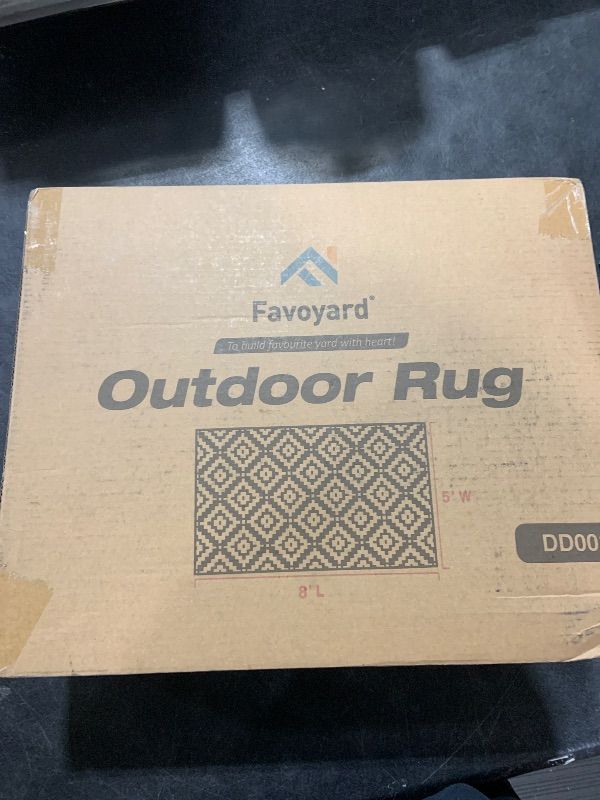Photo 1 of Favoyard Outdoor Rug 5x8 ft Waterproof Reversible Patio Plastic Straw Rugs for Decor Clearance Outside Large RV Camping Area Carpet Mat for Porch Deck Balcony Pool Backyard Picnic Beach Camper Door