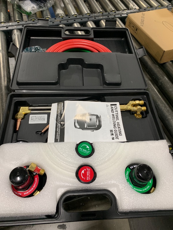 Photo 1 of RX WELD Medium Duty Oxy Acetylene Torch Kit with Check Valves, Gas Cutting Welding Kit Brazing Welder Tool Set, CGA540 and CGA510 Regulator