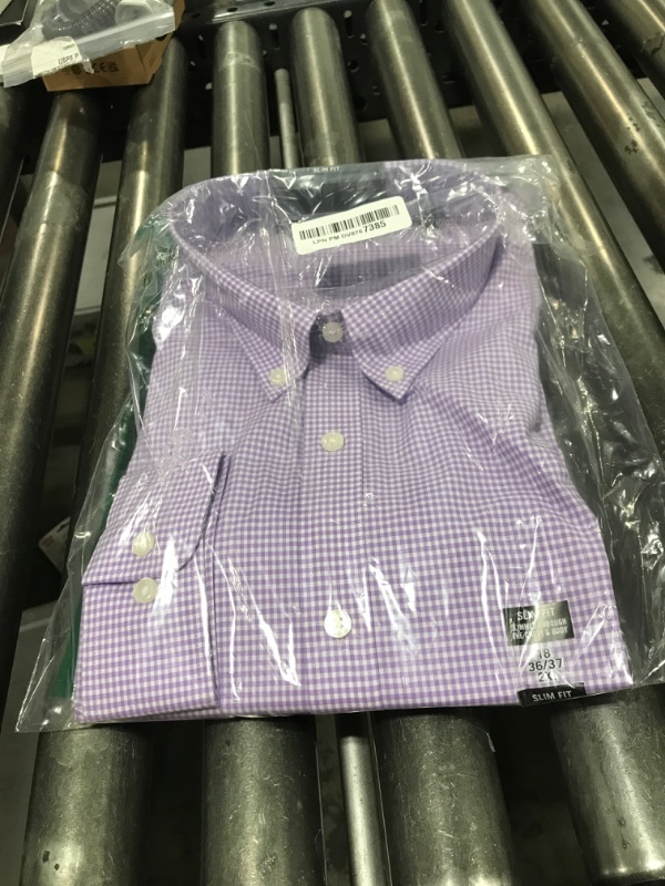 Photo 1 of Tommy Hilfiger Men's Dress Shirt Slim Fit Non Iron Gingham, Iris, 18" Neck 36"-37" Sleeve