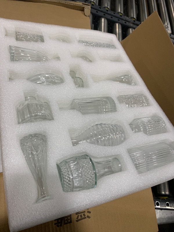 Photo 1 of Glass  Vase Set of 32 Pcs, Small Glass Vases for Flowers, Amber Bud Vases in Bulk, Vintage Vases for Wedding Centerpieces, Wedding Decorations, Home Table Flower Decor