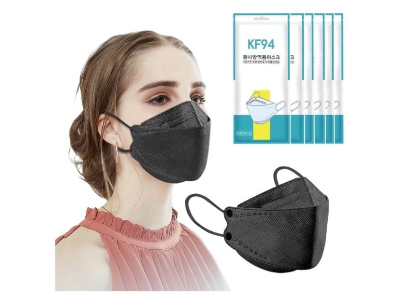 Photo 1 of 60pcs KF94 mask,Disposable black masks,4 layers protection filter efficiency>95%,Double line nasal frame,Highly elastic ear straps,Breathable comfort,Suitable men women daily use	
