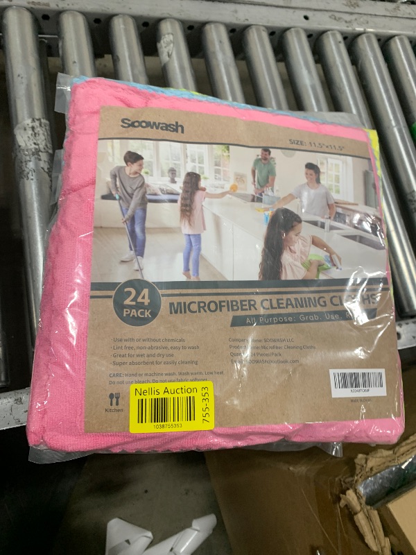 Photo 1 of SOOWASH Microfiber Cleaning Cloths 24 Pack Powerful Cleaning 11.5 inch x 11.5 inch Lint Free Non-Abrasive Dusting Cloth Ultra Absorbent Washable and Reusable Rags Cars Kitchens Homes