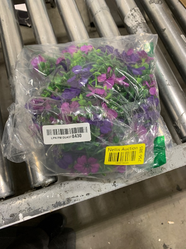 Photo 1 of Hommyea Artificial Hanging Flowers for Outdoors, 2 Pcs Fake Hanging Plant Spring Summer Decor, UV Resistant No Fade Faux Flower for Front Door Porch Planter Patio Yard Garden(Double Purple)