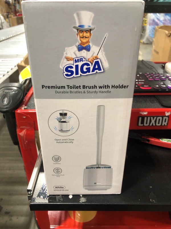 Photo 1 of MR.SIGA Toilet Bowl Brush and Holder, Premium Quality, with Solid Handle and Durable Bristles for Bathroom Cleaning, White, 1 Pack