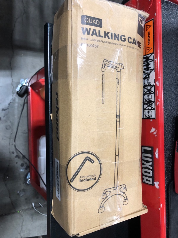 Photo 1 of REHAND Quad Cane, Foldable Walking Cane for Men & Women with 4-Pronged Base for Extra Balance & Stability-Adjustable, Lightweight, Collapsible, Walking Stick for Right or Left Handed Seniors & Adults