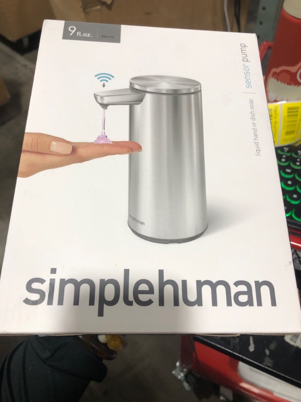 Photo 1 of simplehuman 9 oz. Touch-Free Automatic Rechargeable Sensor Pump, Brushed Stainless Steel, New
