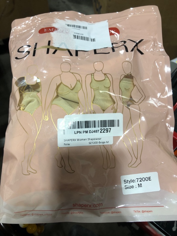 Photo 1 of SHAPERX Women's Fajas Colombianas Shapewear Postpartum Tummy Control Body Shaper Butt Lifter Bodysuit,SZ7200-Beige-M