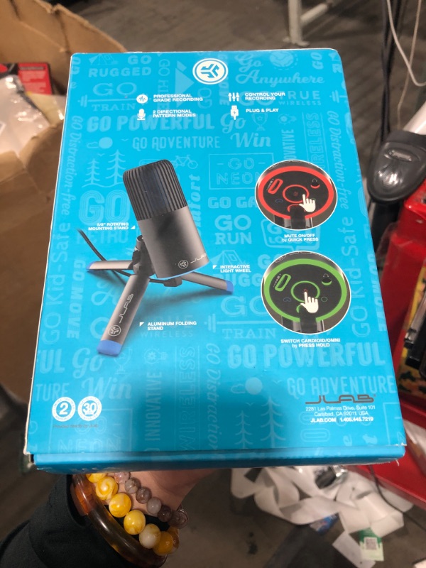 Photo 1 of JLab Talk Go USB Microphone, USB-C Output, Cardioid or Omnidirectional, 96k Sample Rate, 20Hz, 20kHz Frequency Response, Volume Control and Quick Mute, Plug and Play