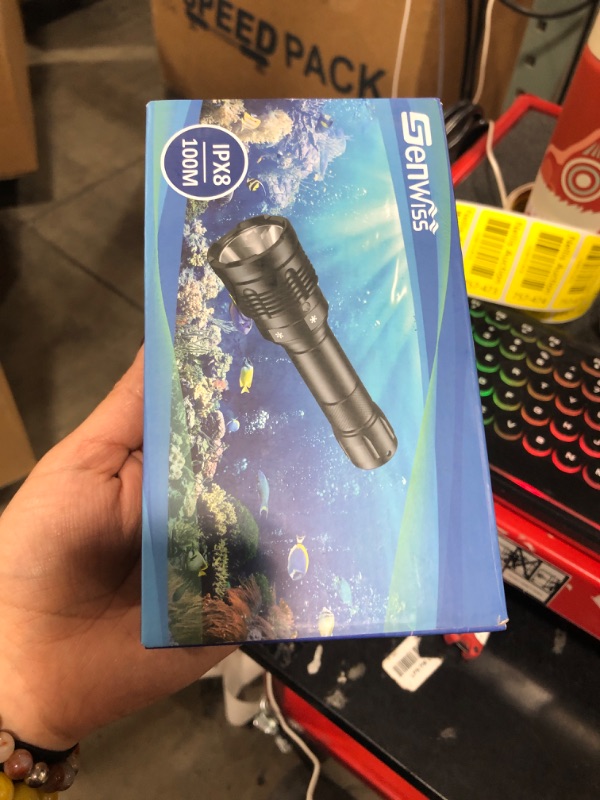 Photo 1 of Genwiss Dive Light 2000 Lumen, 150M Waterproof Flashlight with 5 Modes, Underwater Flash Light with Battery Power Indicator, Professional Diving Flashlight for Scuba Diving, Snorkeling and Outdoor