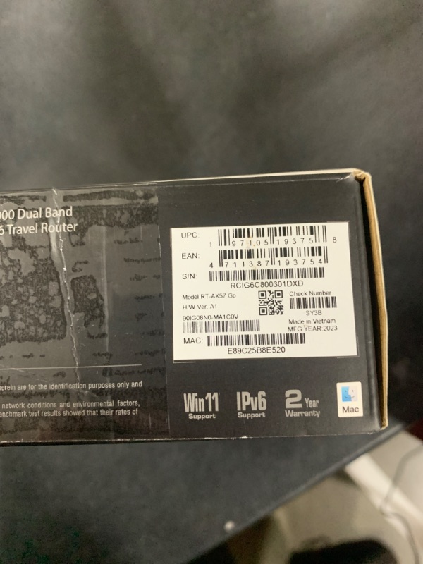 Photo 1 of ASUS RT-AX57 Go - AX3000 Dual Band WiFi 6 (802.11ax) Travel Router, Support 4G/5G Mobile tethering&Public WiFi (WISP) Mode, Subscription-Free Network Security, VPN Features, AiMesh, Guest Portal