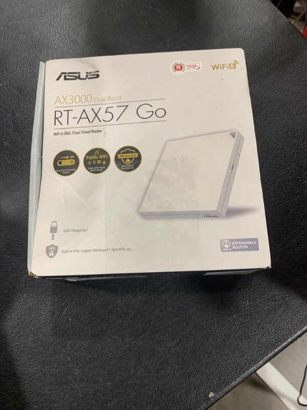 Photo 1 of ASUS RT-AX57 Go - AX3000 Dual Band WiFi 6 (802.11ax) Travel Router, Support 4G/5G Mobile tethering&Public WiFi (WISP) Mode, Subscription-Free Network Security, VPN Features, AiMesh, Guest Portal