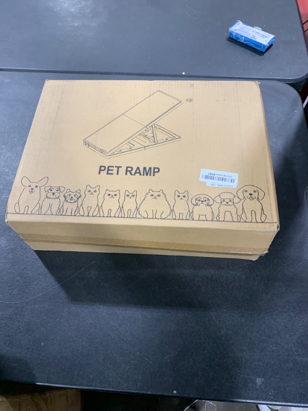 Photo 1 of Indoor Dog Ramp Bed for Small Medium Pets,Folding Collapsible Cat Ramp with Non-Slip Carpet, Adjustable Height Dog Ramp for Couch,Sofa,Chair(Grey)