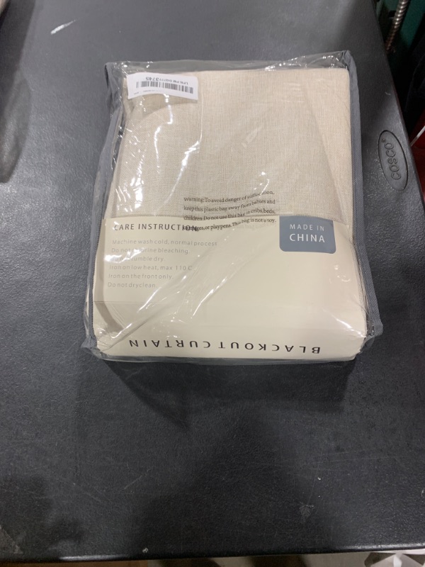 Photo 1 of 100% Blackout Shield Linen Blackout Curtains for Bedroom 84 Inches Long, Back Tab/Rod Pocket Living Room Drapes, Thermal Insulated Blackout Curtains 2 Panels Set, 50" W x 84" L, Cream