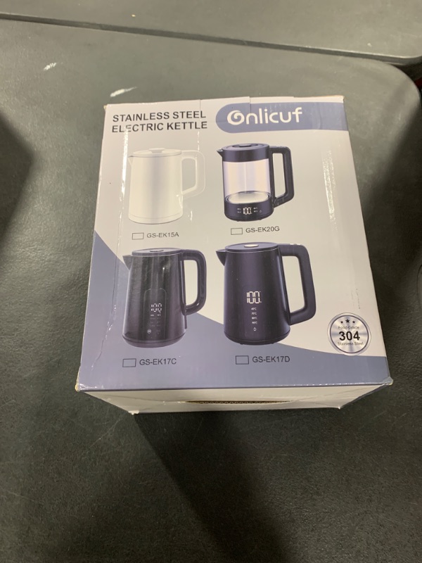 Photo 1 of Onlicuf Electric Water Kettle,1.7L Double Wall Electric Tea Kettle with Temperature Control, Stainless Steel Water Boiler Heater, Digital Screen Teapot, Cordless, BPA-Free, Black