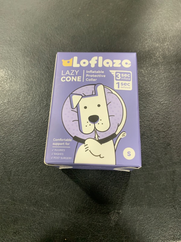 Photo 1 of Loflaze Soft Inflatable Dog Cone Collar Alternative After Surgery - Dog Neck Donut E Collar for Large Medium Small Dogs Cats Post Surgery - Recovery Collar to Stop Licking - Grey, S