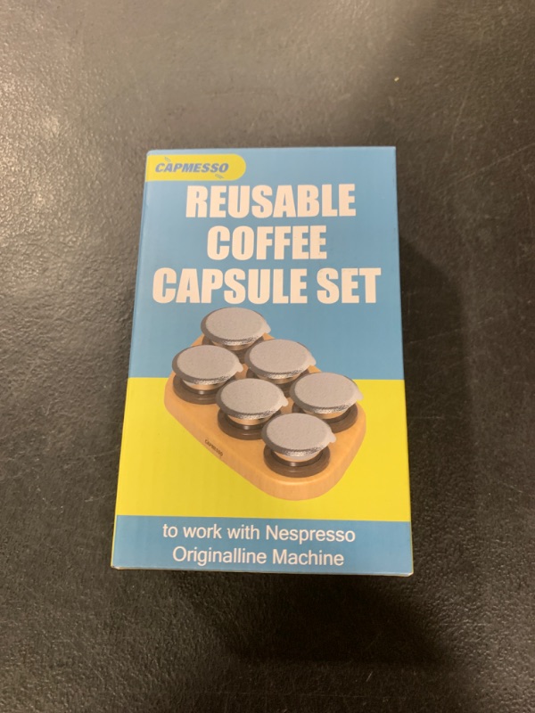 Photo 1 of CAPMESSO Reusable Capsules for Nespresso OriginalLine, 6pcs Nespresso Refillable Pods Stainless Steel Coffee Pods Compatible with Nespresso Originaline Machine(6 Pods+100 Lids+ Wood Storage Tray)