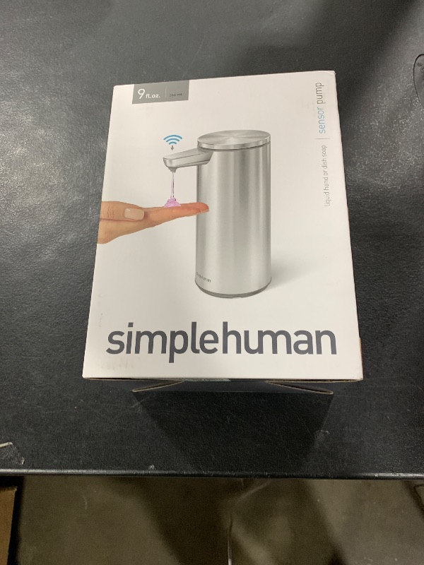 Photo 1 of simplehuman 9 oz. Touch-Free Automatic Rechargeable Sensor Pump, Brushed Stainless Steel, New
