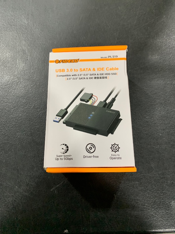 Photo 1 of FIDECO USB 3.0 to SATA or IDE Adapter, Hard Drive Adapter Cable Universal for 2.5/3.5 inch SATA HDD/SSD & IDE HDD with 12V Power Adapter
