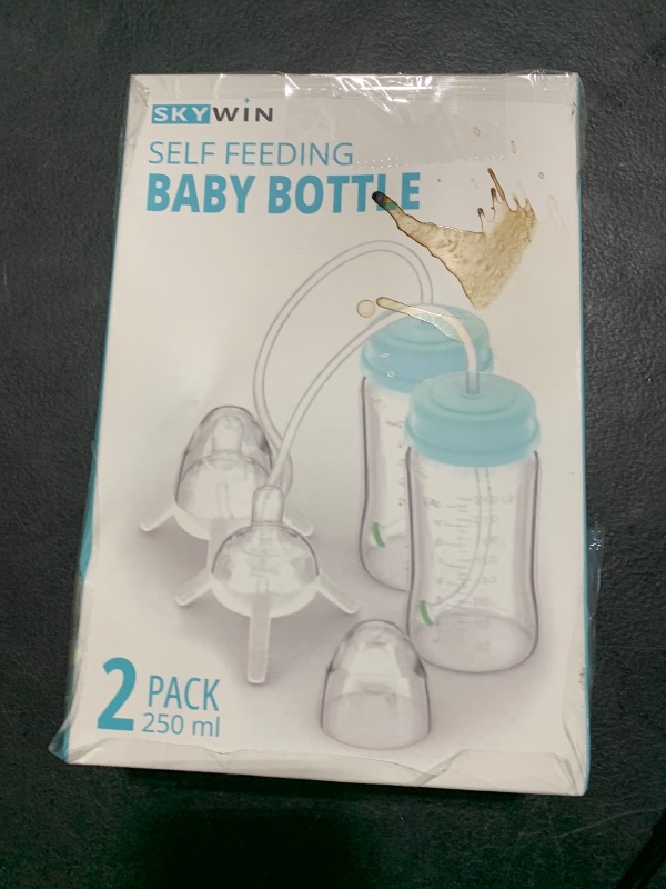 Photo 1 of TidyFriend Self Feeding Baby Bottle 8oz Bottle Holder for Baby - 2 Pack Baby Bottle with Straw, Anti Colic, for Convenient Feeding (Green)