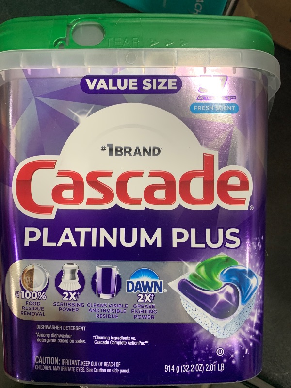 Photo 1 of Cascade Platinum Plus Dishwasher Pods, Dishwasher Detergent, Dish Detergent Soap, Fresh, 57 Count