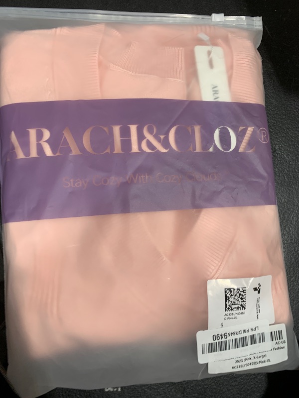 Photo 1 of Arach&Cloz Women's Spring Summer Tops 2025 Short Sleeve Plus Size Sweaters V Neck Trendy Fashion Knit Clothes Dressy Cute Casual Outfits Business Work Blouse Pink XL