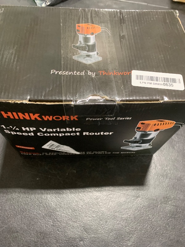 Photo 1 of THINKWORK Compact Router, 6.5-Amp 1.25 HP Compact Wood Palm Router Tool, 6 Variable Speeds Wood Trimmer with 15 Pieces 1/4" Router Bits Set, 30000R/MIN