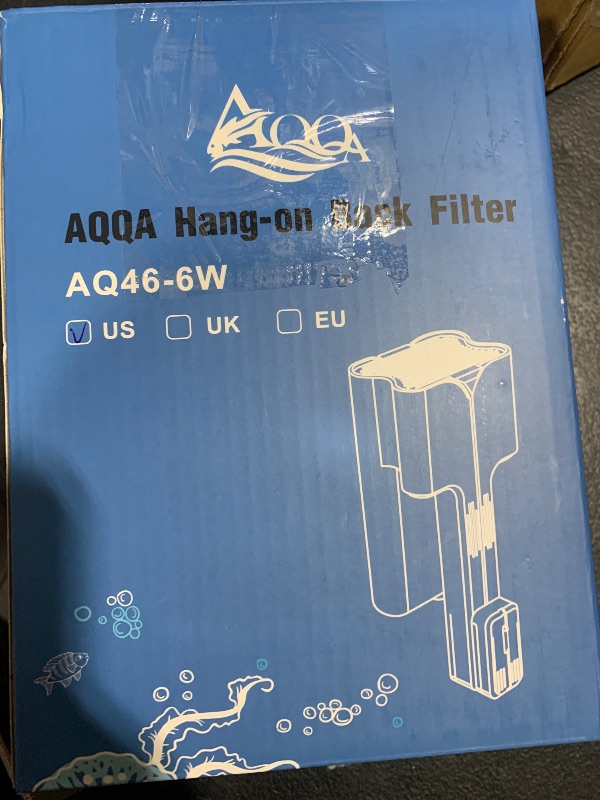 Photo 1 of AQQA Hang On Aquarium Filter,Power Waterfall HOB Fish Tank Filter with Surface Skimmer,Adjustable Flow,Silent and Multi-Stage Filtration,Suitable for Freshwater 6W 54GPH