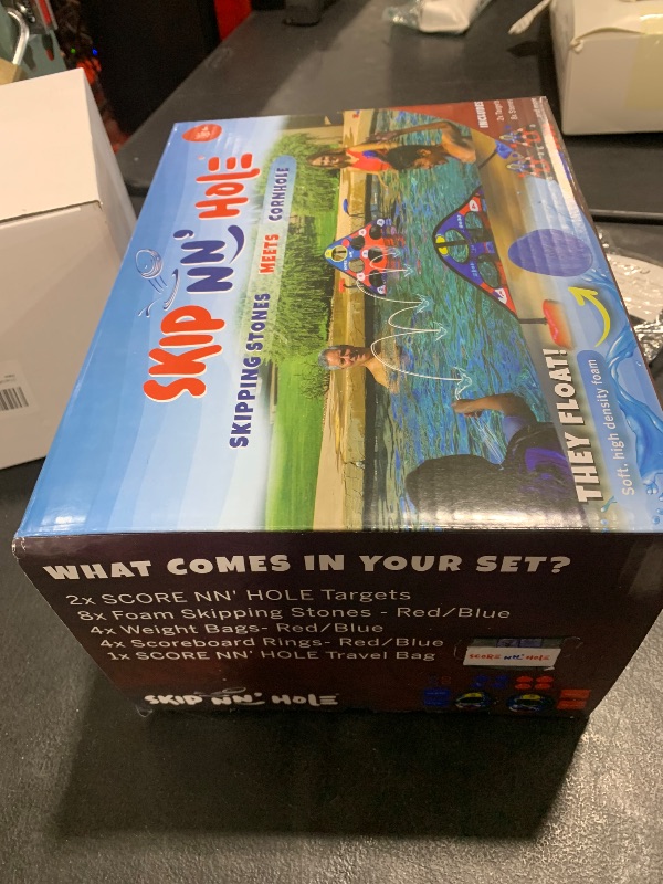 Photo 1 of SKIP NN' HOLE Original Fun Stonne Skipping Meets Pool Cornhole Game Floating | for All Ages | Fun Swimming Pool Game for Adults and Family | Easy Setup, Durable, Portable Water and Lake Toy |