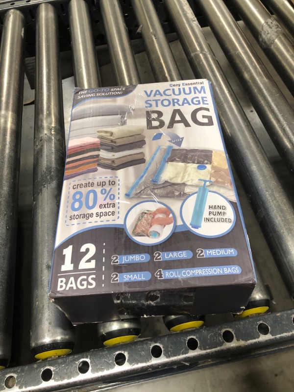 Photo 1 of 12 Pack Vacuum Storage Bags, Space Saver Vacuum Storage Bags, Vacuum Seal Bags for Clothing, Clothes, Comforters and Blankets, Hand Pump Included