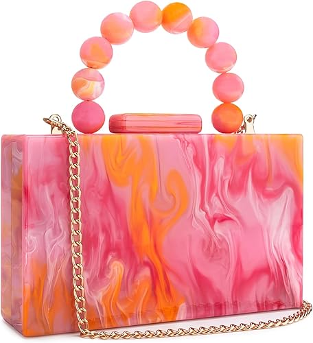 Photo 1 of Acrylic Purses Evening Clutch Bag Marbling Handbags for Women Cross Body Bag with Pearl Chain Formal Wedding Prom Party