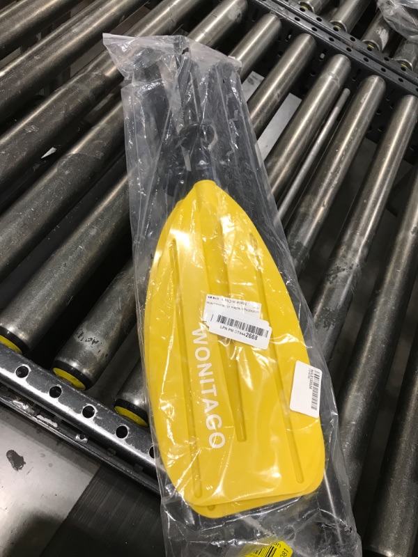Photo 1 of WONITAGO Kayak Paddles with Aluminum Shaft and PP Blade, Portable Kayaking Oars for Inflatable Kayak, Packrafts and Backpacking, Adjustable 220-240 cm/86-94 Inches, 5 Piece, Yellow