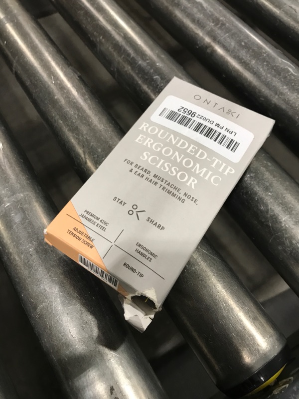 Photo 1 of Ontaki 4.2" Japanese Steel Rounded-Tip Scissors for Beard - Mustache, Nose, Ear & Hair – Ergonomic Bent Handles - Hand-Forged Men's Grooming Scissors (Black 4.2") - Beard Grooming Kit