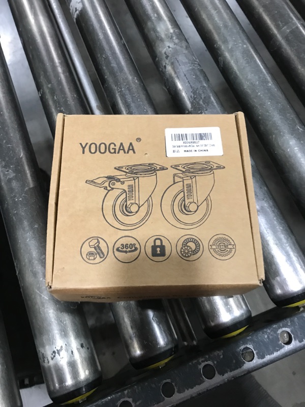 Photo 1 of 2 Inch Heavy Duty Stem Casters Swivel Wheels with Brake 1/4''-20x1'' (Stem Diameter 1/4", Stem Length 1") Set of 4 with Locking Threaded Stem Caster Wheels Load 600lbs