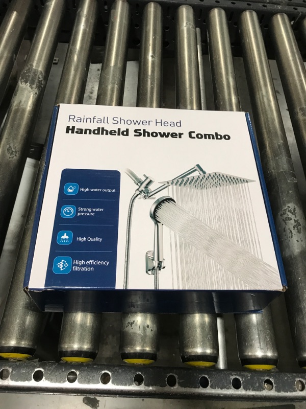 Photo 1 of 10 Inch Shower Head Combo, High Pressure Rain Shower Head with Handheld Spray, Adjustable Dual Rainfall Shower Head - Showerhead Comb Set with Extension Arm - 60 Inch Long Shower Hose?Silver?