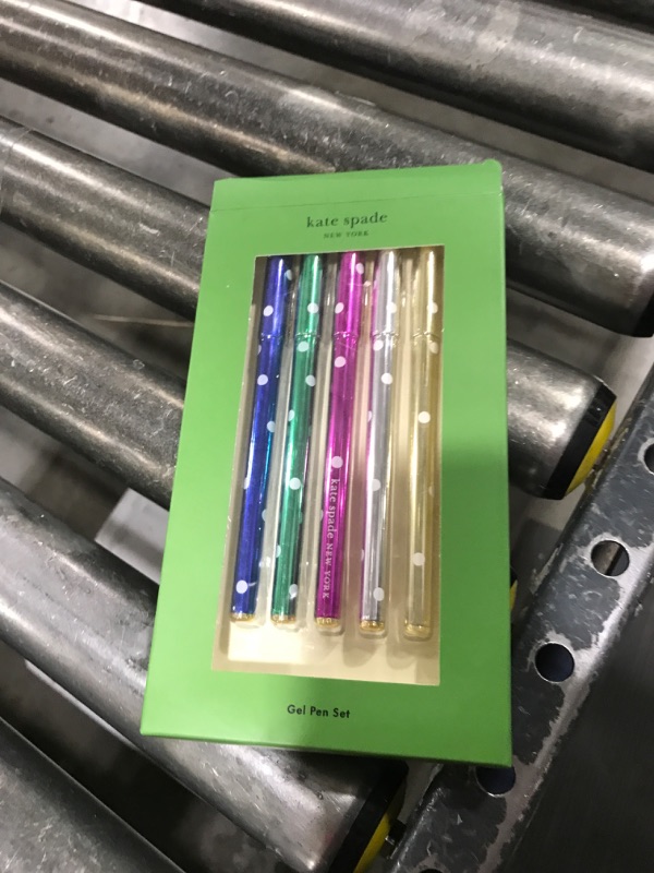 Photo 1 of kate spade new york Fine Point Pen Set of 5, Plastic Colorful Metallic Pens, Fine Tip Colored Ink Pens for Precise Writing and Journaling, Metallic Dots